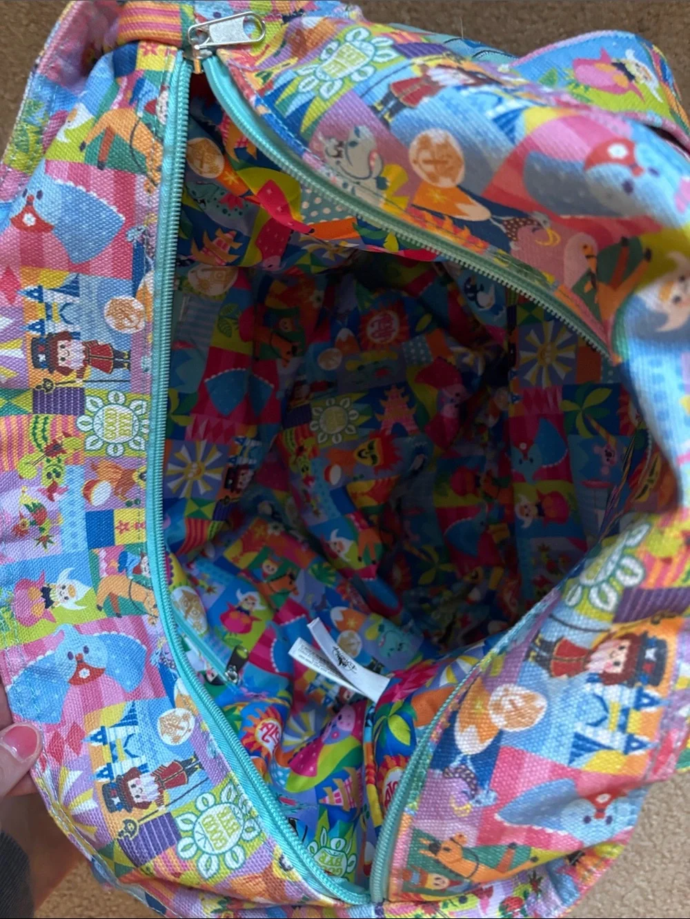 Disney Hello 'It's a small world' Colorful Tote Bag - Turquoise, Multicolor